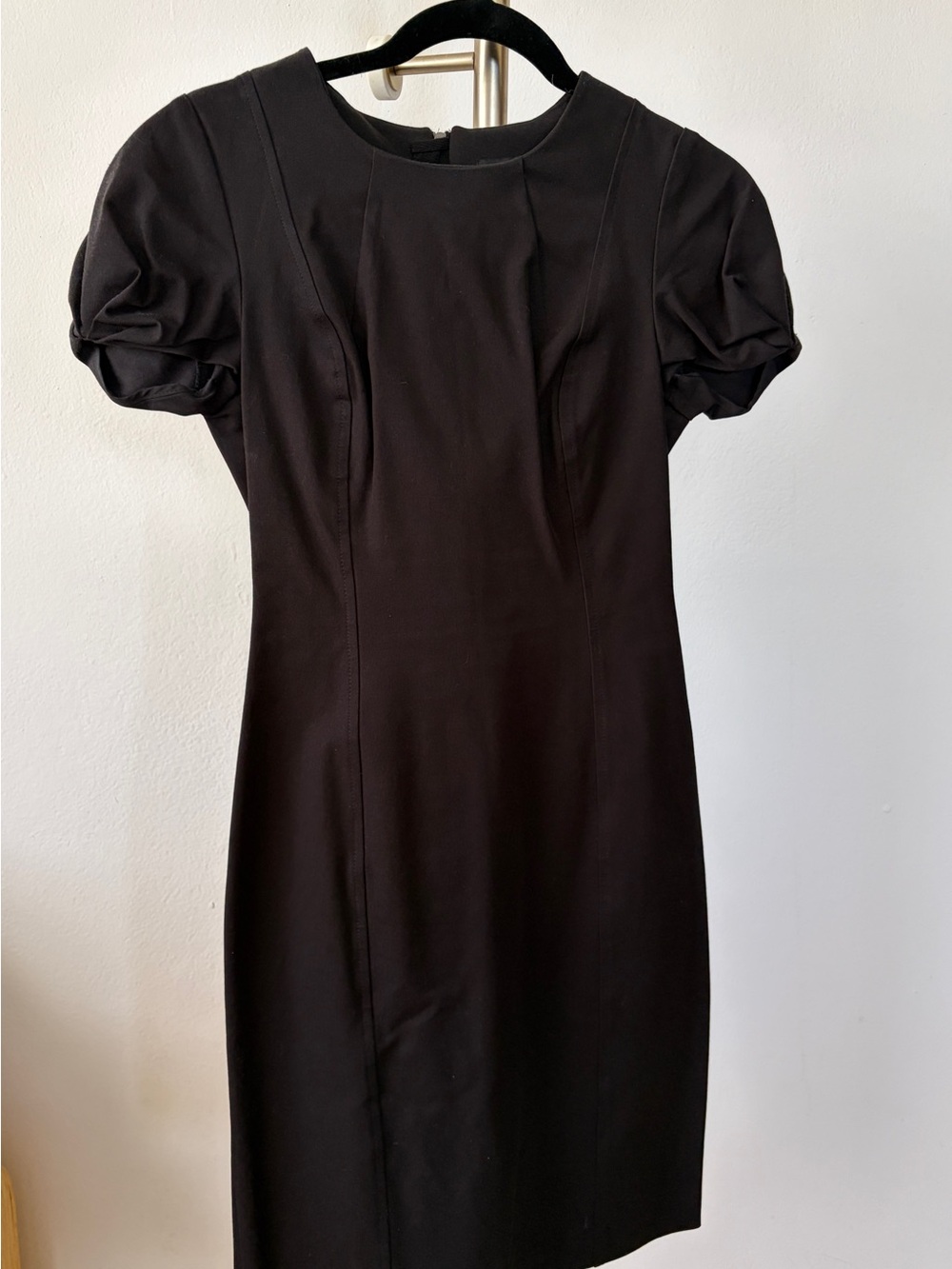 Banana Republic Black Puff-Sleeve Midi Sheath Dress